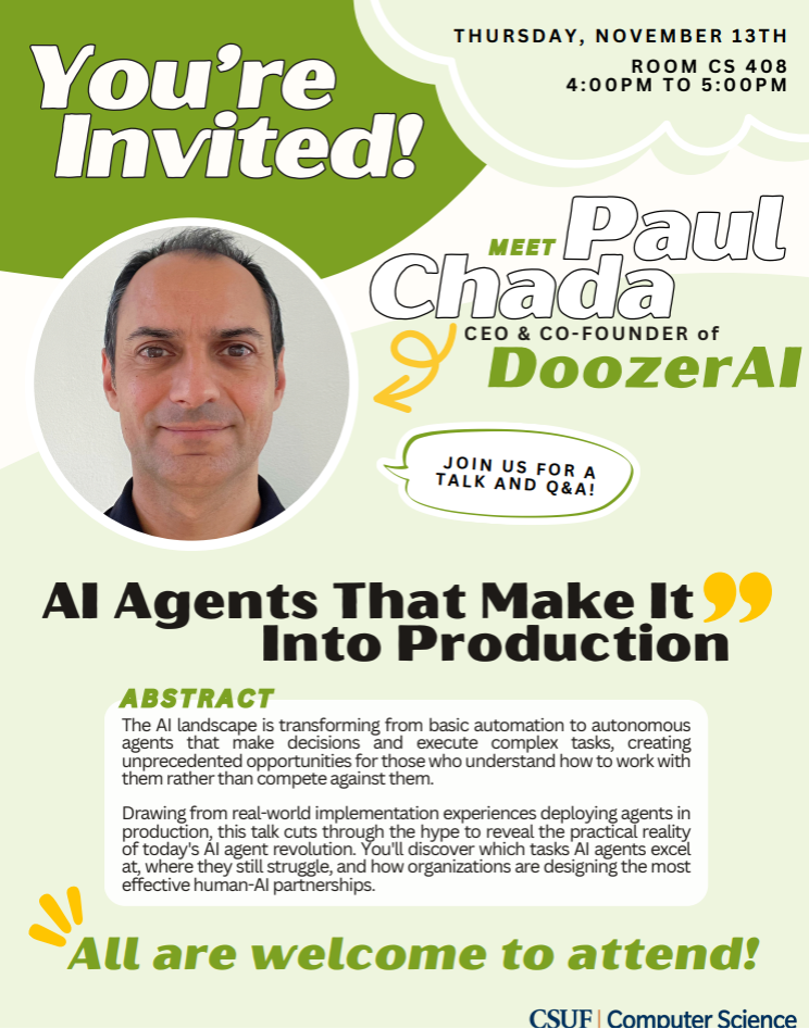 Event flyer distributed across CSUF campus - humbled by the invitation