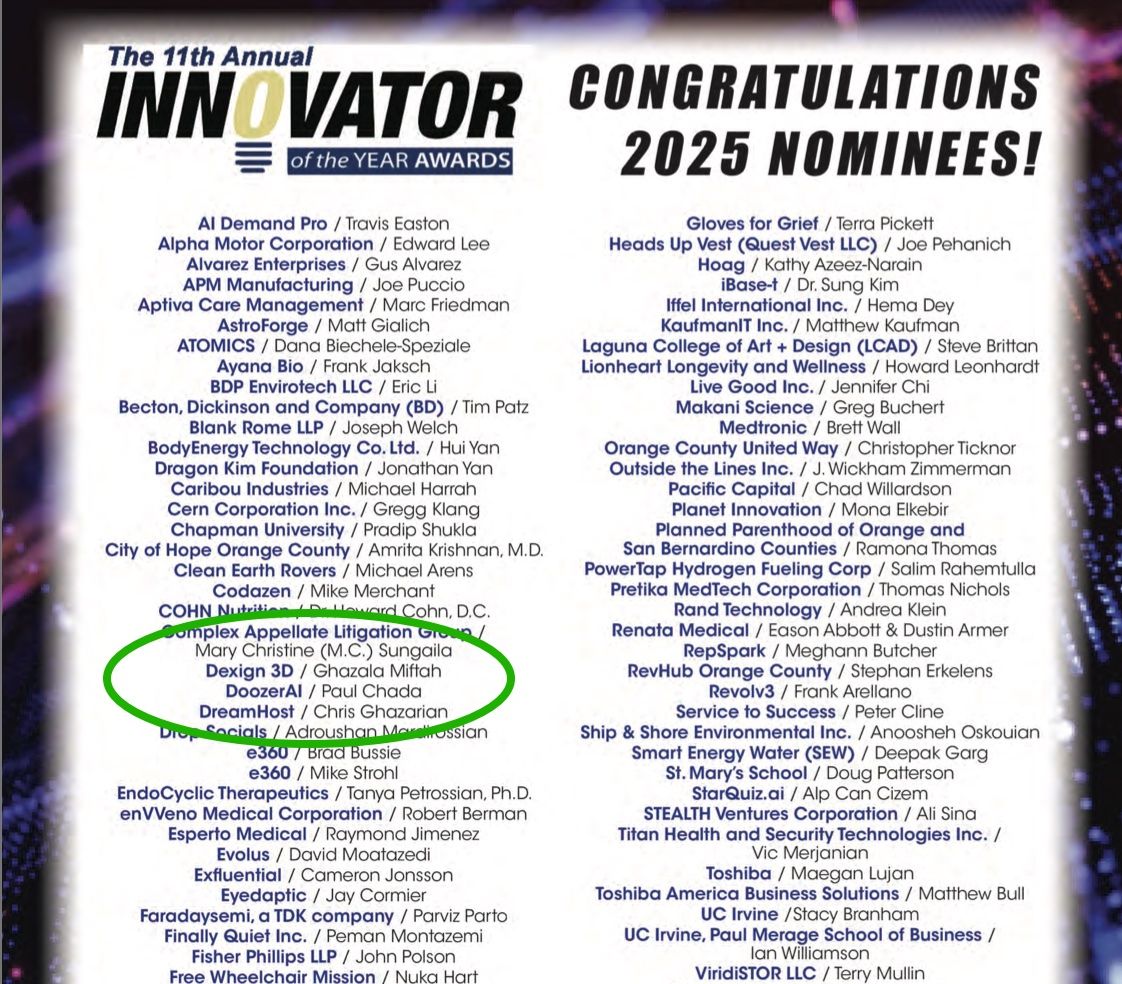 The 11th Annual Innovator of the Year Awards - DoozerAI among incredible Orange County innovators